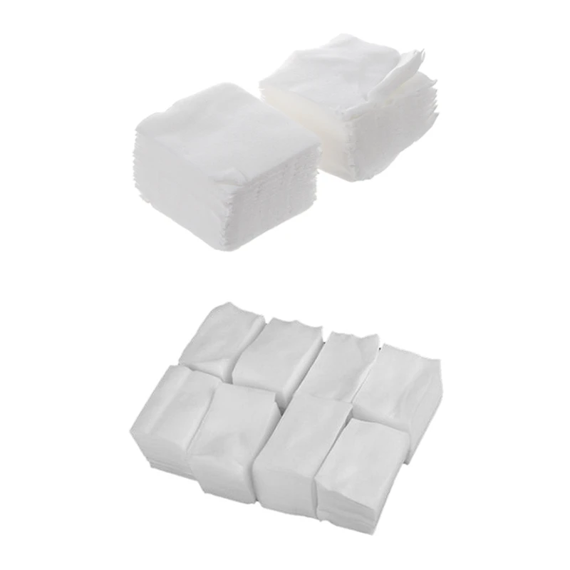 

200 Pcs White Rectangle Facial Cotton Pads For Make Up With 900 Pcs White Lint Free Nail Art Wipes Paper Pad