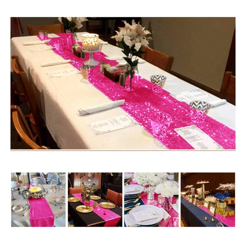 

Elegant Sequins Table Runner for Modern Dining Table Decor Shimmering a Pink Table Runner for Parties