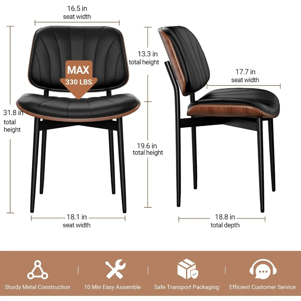 Набор из 4 обеденных стульев современная обивка искусственной кожи середины века