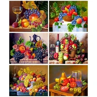gatyztory modern painting by numbers with frame handmade picture drawing fruits paint for painting home decor unique gift 60x75c