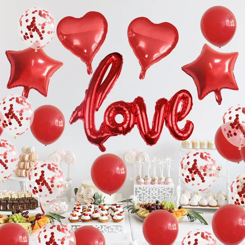 

Red Love Letter Foil Balloons 18inch Heart Baloon Hanging Rose Gift for Engagement Wedding Decoration Valentines Day Decor