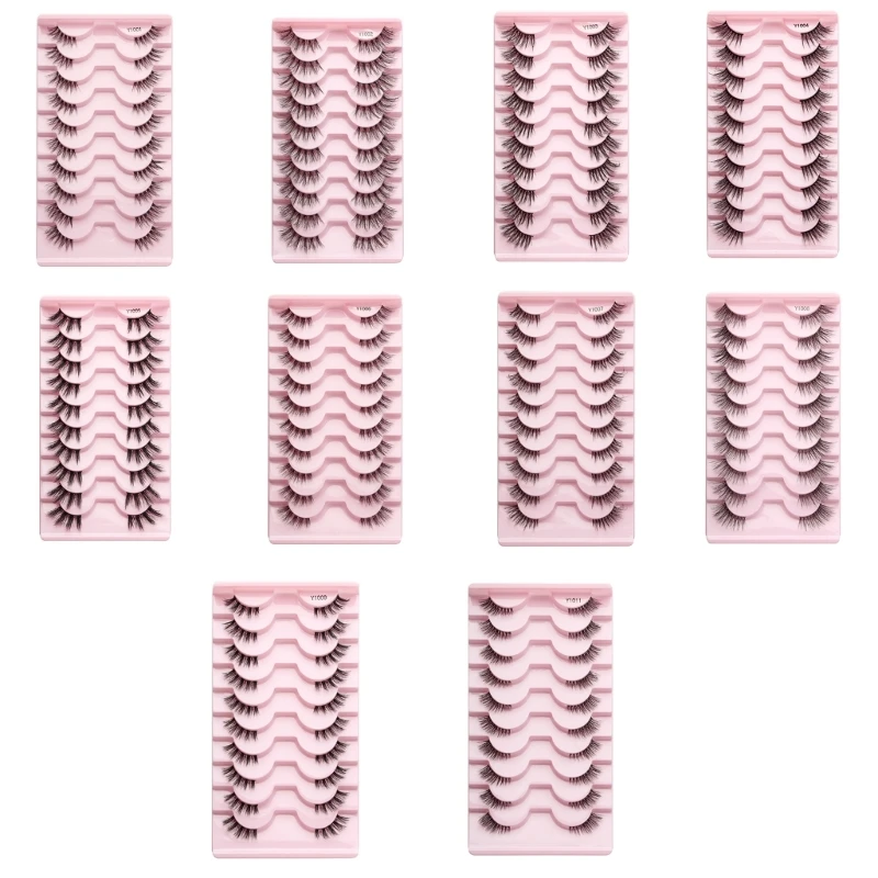 

Half Lashes, Lashes Natural Look 10 Pairs Volume Wispy Lashes with Clear Band