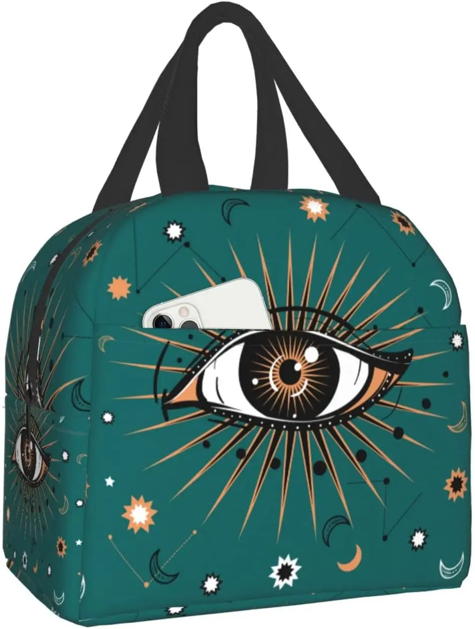 

All-Seeing Eye Symbol Retro And Boho Style Lunch Bags For Women Portable Cooler Tote Bag Large Reusable Insulated Picnic Work