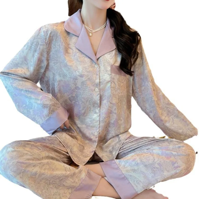Пижамный комплект женский из 2 предметов атласная пижама искусственного шелка на