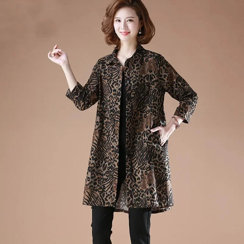 

Middle-Aged Women Spring And Autumn Thin Long Mother Shirt Women Long Sleeve Middle-Aged And Elderly Plus Fat Girls Blouse Loose