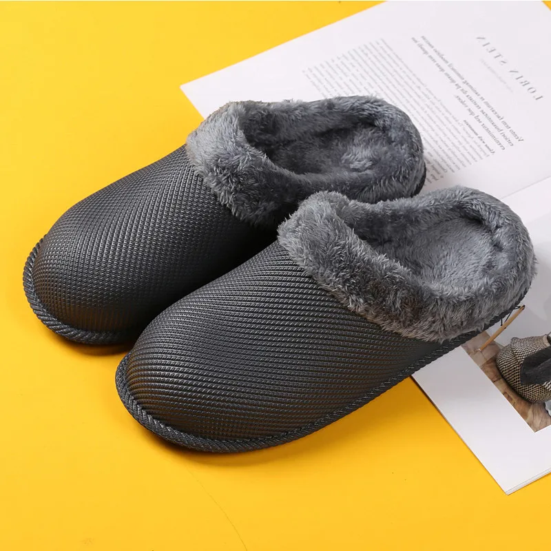 Winter Slippers Women Men Sandals 2022 Casual Waterproof Cotton Shoes Soft Bottom Warm Slides EVA Anti-Slip Plush Home Slipper
