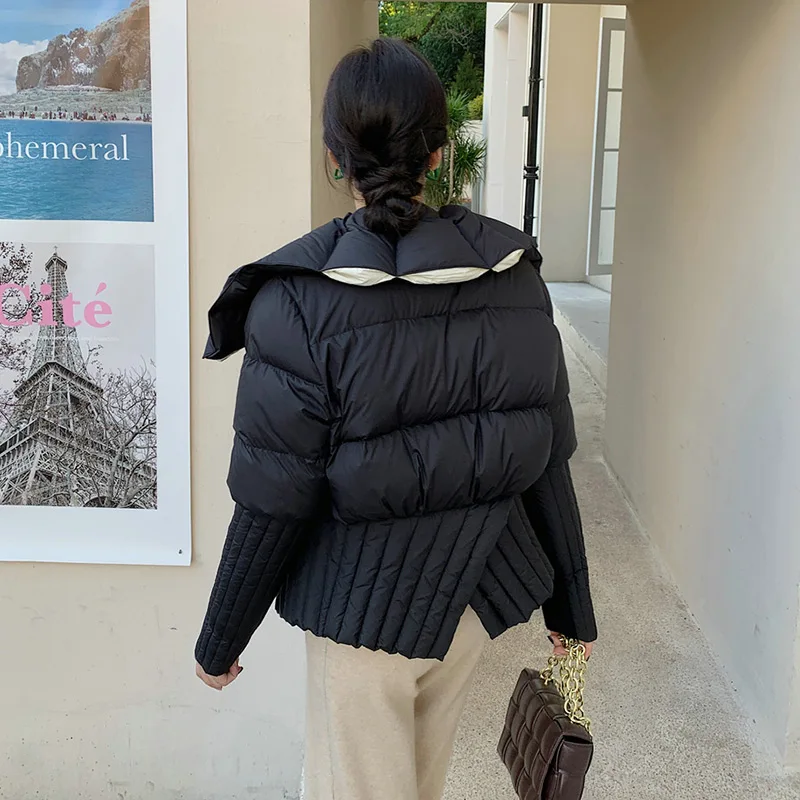 Lady Fashion Down Coats 2023 New High Quality White Goose Down Thick And Warm Crop Jacket HA5237