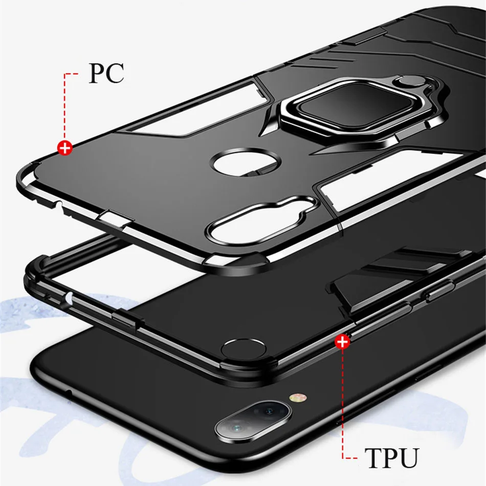 Защитный чехол с магнитным кольцом для Huawei Honor 9X китай Hybird Корпус противоударный