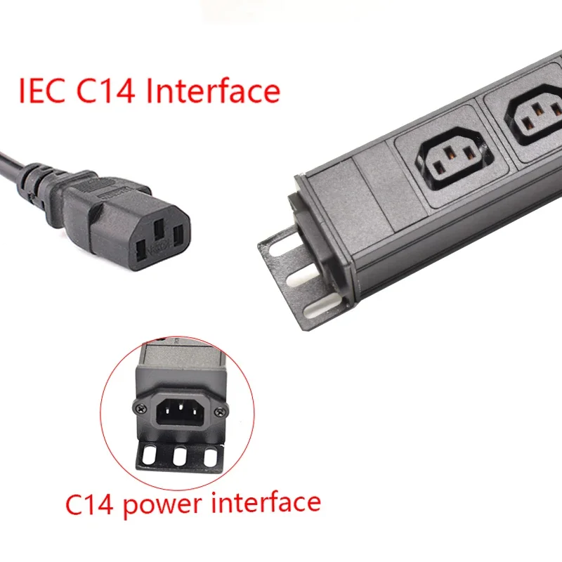 Фото Блок распределения удлинителя питания PDU IEC C14, интерфейс питания 2/3/4/5/6/7/8/10, розетки C13 без переключателя, шкаф с креплением на стойку №2