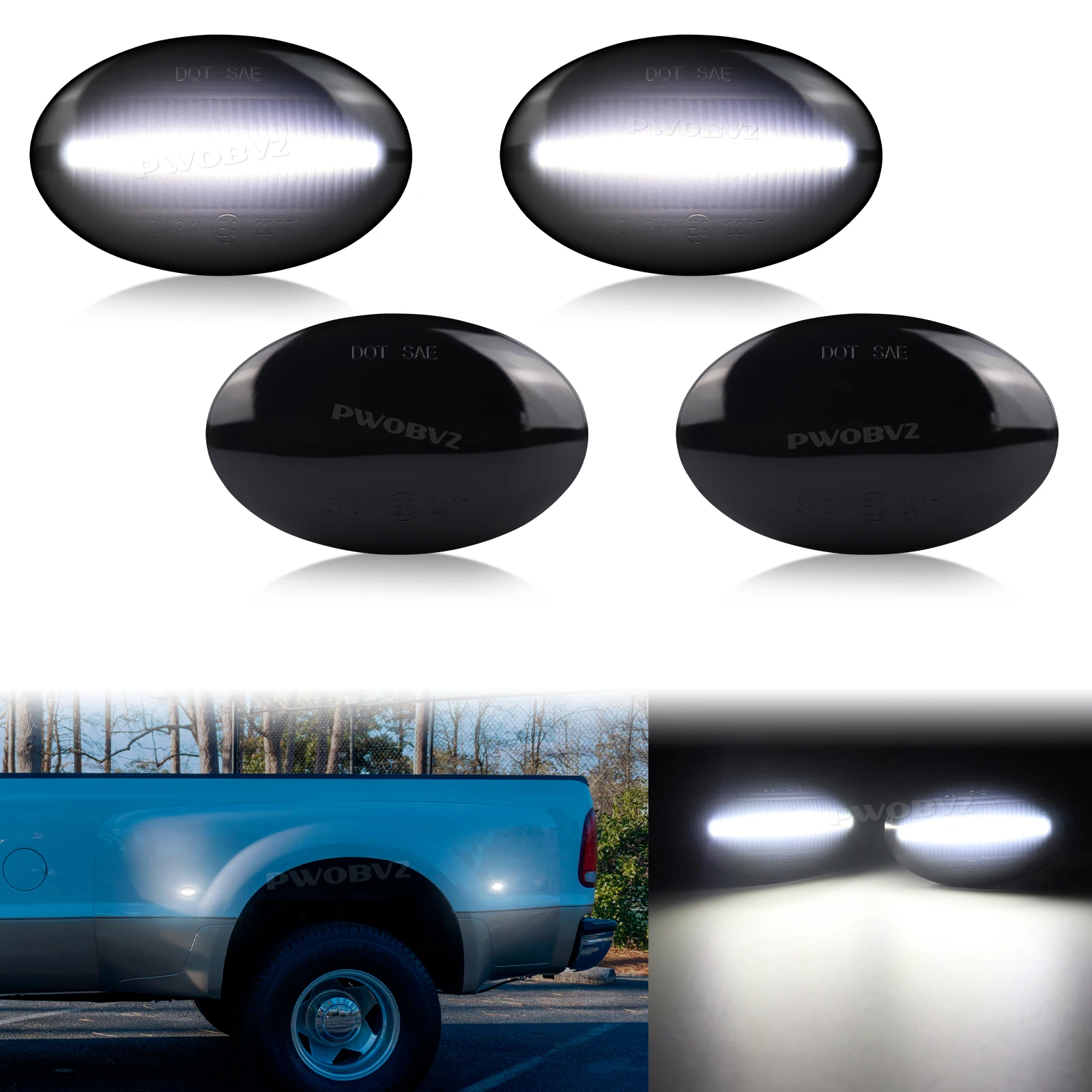 4 шт. дымчатый полностью светодиодный передний задний бампер белые боковые