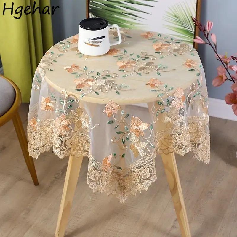 Lace Floral Embroidered Tablecloth European Style Household Dining Table Cloth Multi-function Home Decoration Dust-proof Covers