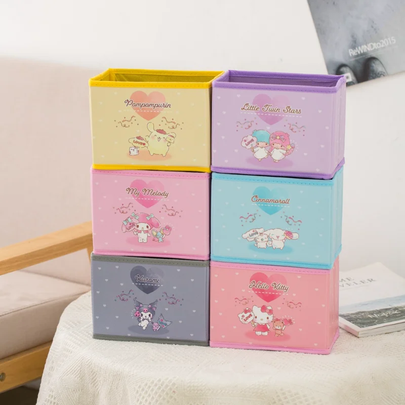 

14 см sanrioed My Melody Kuromi Cinnamoroll Purin коробка для хранения аниме Kawaii настольная Складная Косметика для девочек коробка для украшений