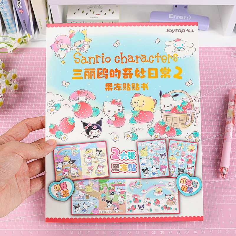 

Kawaii Sanrio, Hello Kitty My Melody Kuromi Cinnamoroll, замечательная ежедневная 2-железная наклейка, книга, детские развивающие игрушки