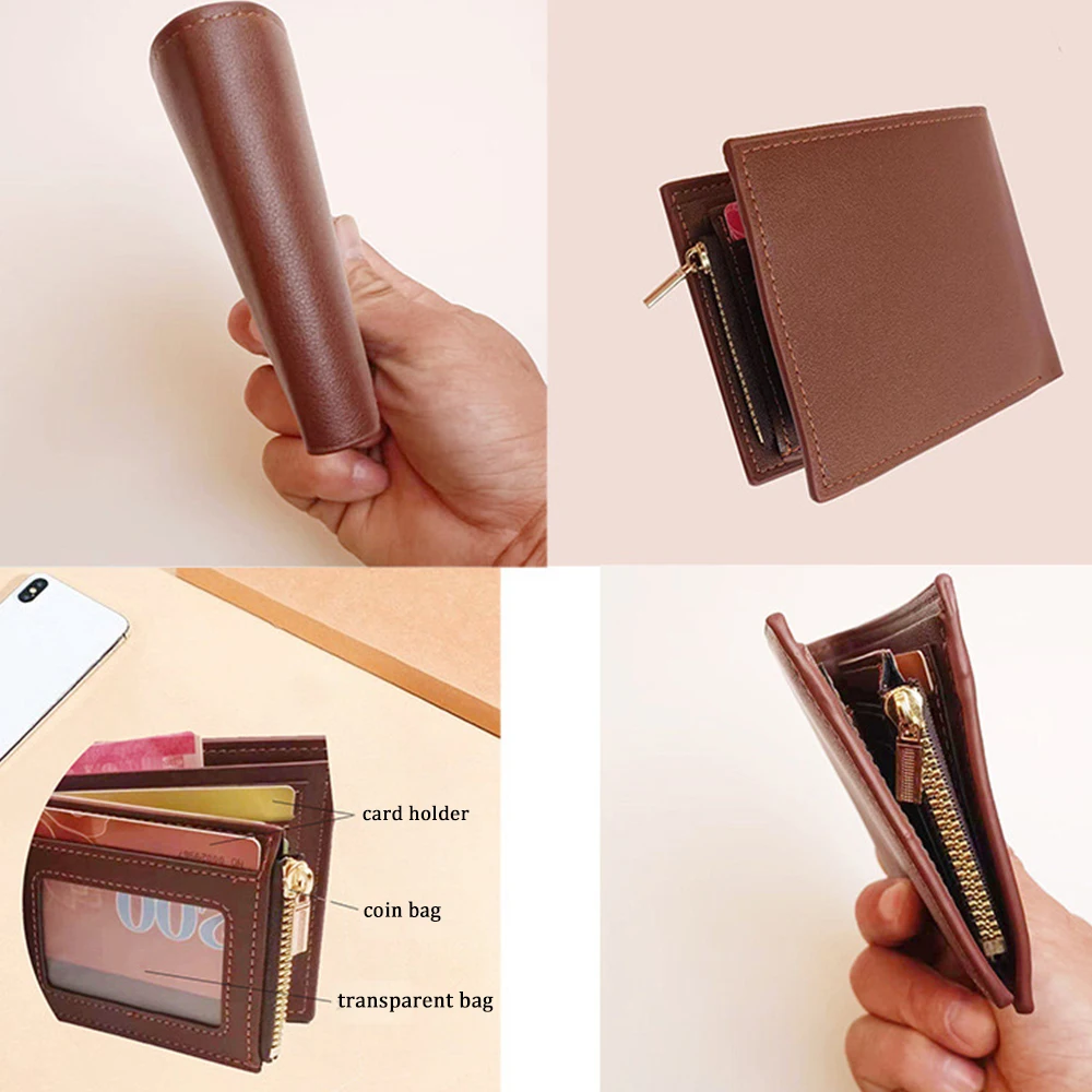 Men's Coin Purse Wallet Fashion Blocking Man Leather Zipper Business Card Holder Money Bag Male