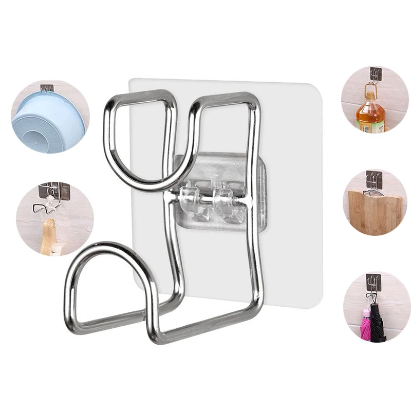 

Self-adhesive Hooks Wall Mounted Washbasin Storage Hooks Holders Bathroom Basin Storage Rack Holder Save Space Stainless Hooks