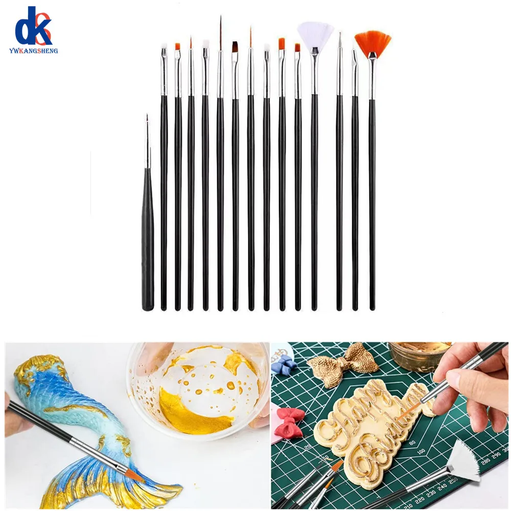 

15 шт. кисти для рисования тортов, пищевая краска, мастика, сахар, сделай сам, шоколад, технические инструменты, набор кистей, инструменты для ...