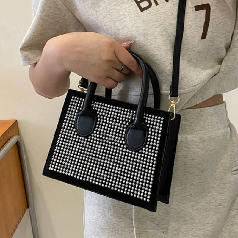 

2022 New Fashion Women Tote Luxury Top-handle Handbags Chic PU Messenger Bags Stick Diamonds Shoulder Bag Classic Crossbody Bags