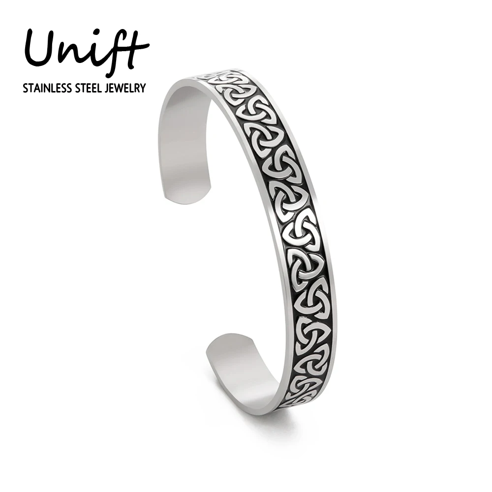 

Unift Stainless Steel Viking Cuff Bracelet Bangles Women Men Celtics Knot Bracelet Amulet Talisman Vintage Irish Jewelry Gift