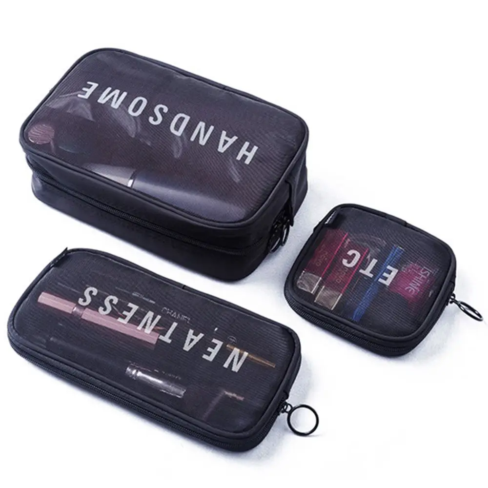 

Transparent Handbags Travel Organizer Toiletry Pouch Mesh Package Makeup Bags Cosmetic Pouch Storage Bags Bathing Bags