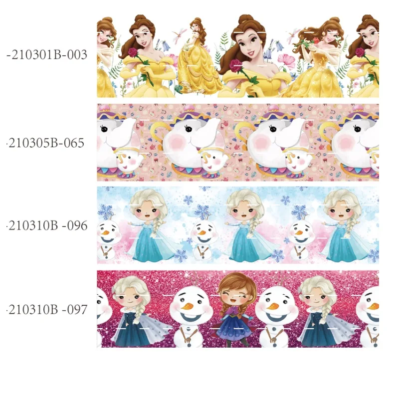 

Disney Princess Belle Frozen Cartoon Grosgrain Ribbon 25mm Printed for Hairbow DIY 10yards Craft Supplies Handmade Materials