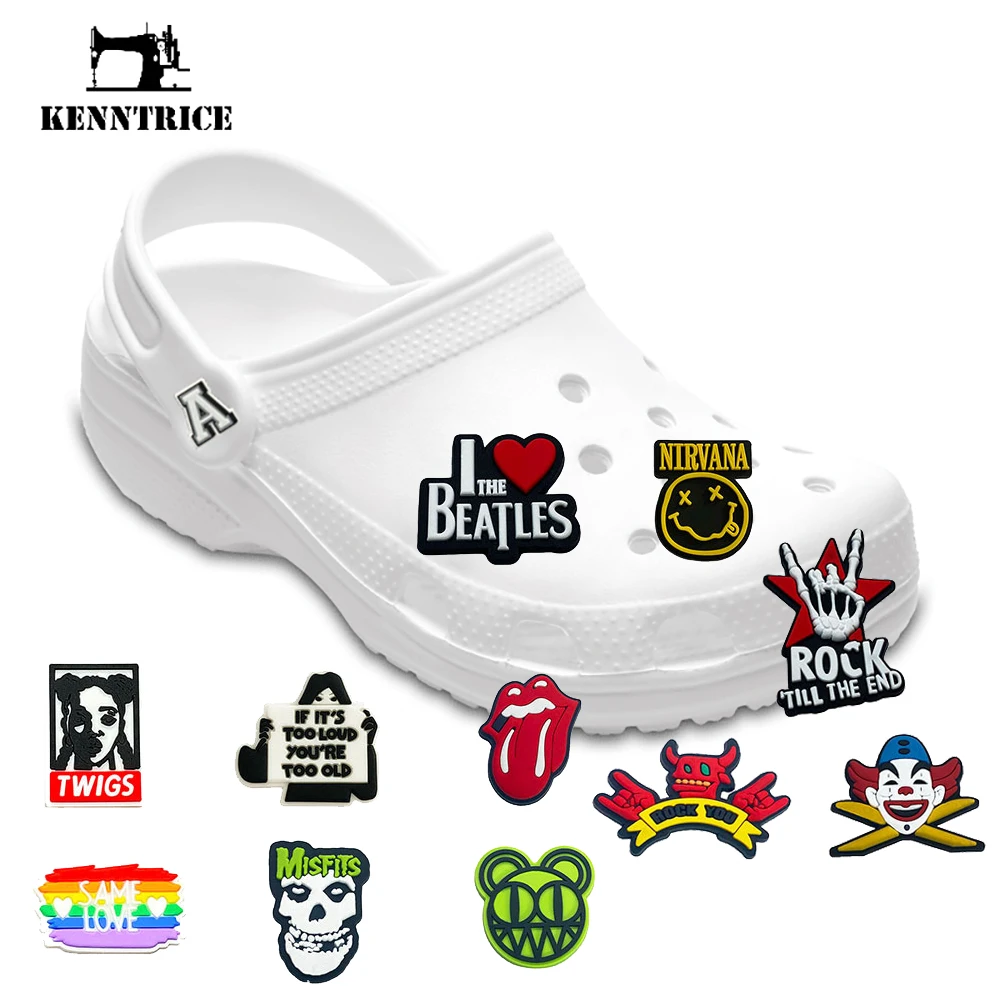 

11Pcs Rock Till The End Cartoon Shoe Accessories Adventure Same Love Decoration PVC Wristbands Charms For Croc Jibz Kids Gifts