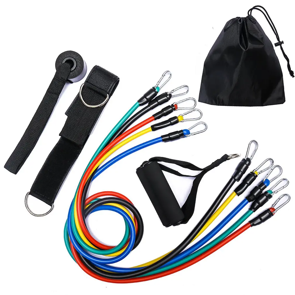 

11-piece set Tensioner Pull Rope Fitness Multi-function Tensioner Suit Muscle Training Belt Elastic Sleeve Bands