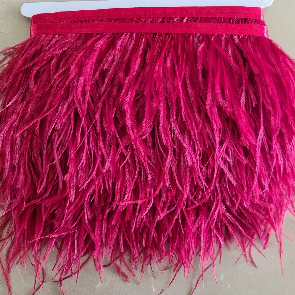 

1M High Quality Ostrich Feather Trim Fringe 15-18cm Real Ostrich Feathers Ribbon Lace Costume Party Clothes Dress Decoration
