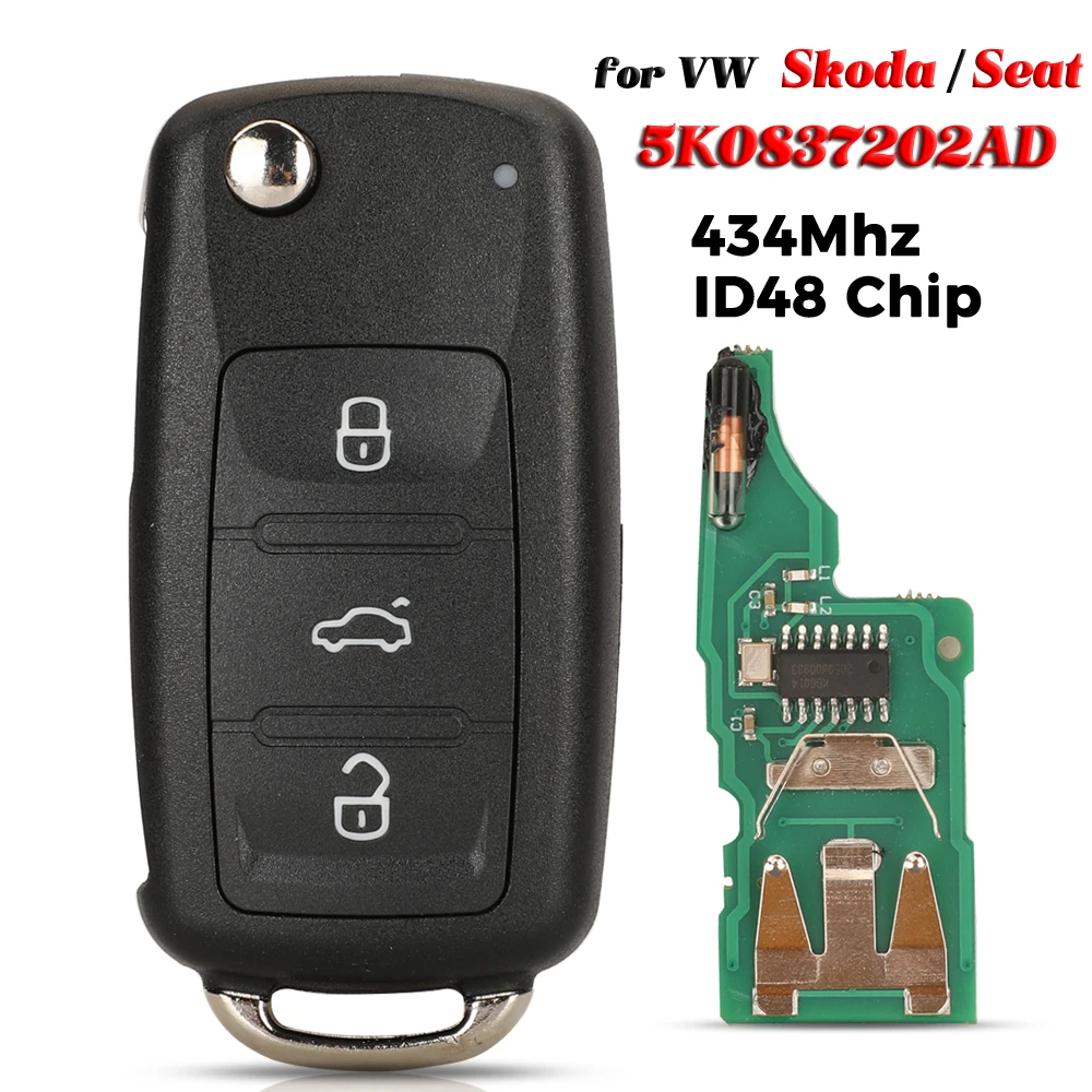 

Дистанционный Ключ Jingyuqin 434 МГц ID48 Для VW Golf Mk6 Estate Caddy Eos Jetta Polo Scirocco Tiguan Skoda/Seat Cordoba 5K0 ...