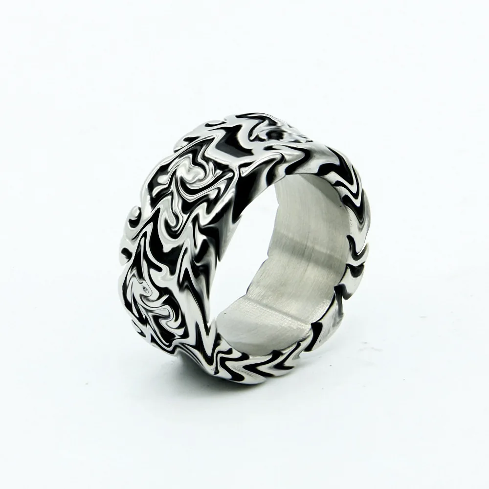 

Punk Flame Gothic Stainless Steel Ring Men Luxury Anniversary Vintage Hip Hop Finger Rings Valentine Gift Jewelry