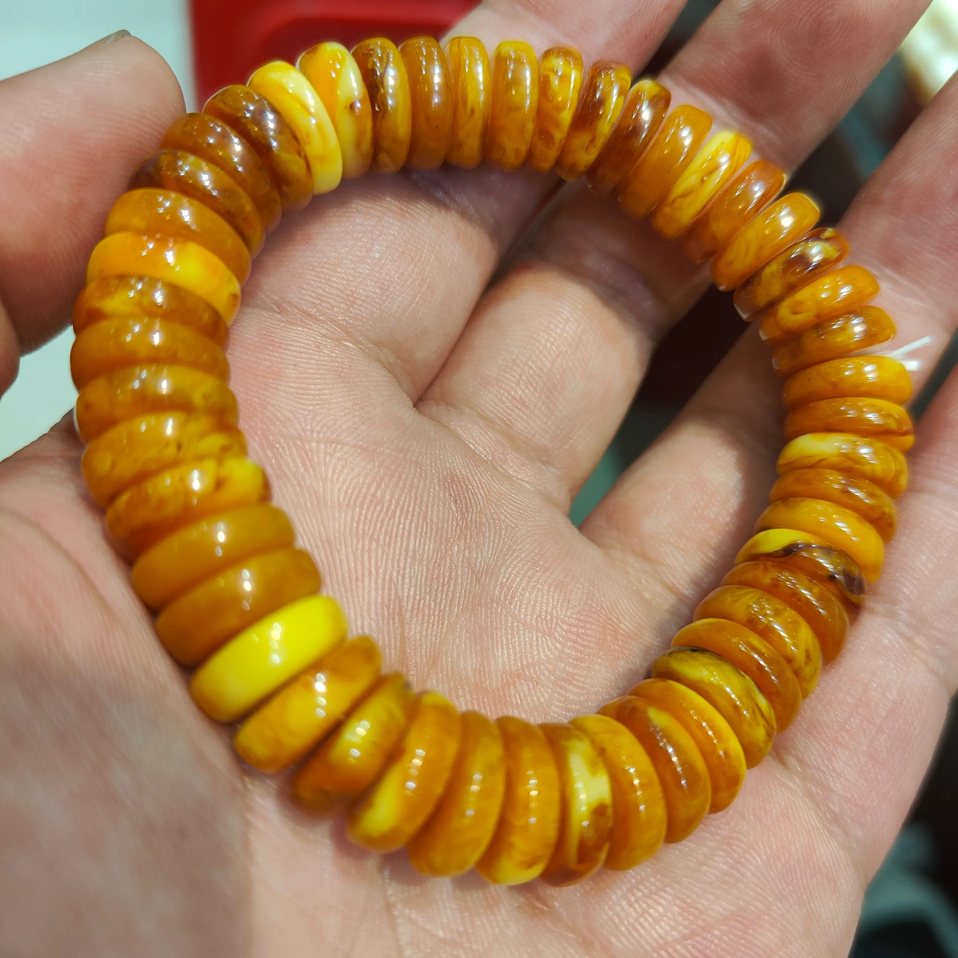 

Men Women Baltic Amber Bracelet Fine Jewelry Genuine Yellow Ambers Elastic Disc Beads Bracelets Bangles Girlfriend Mom Gifts