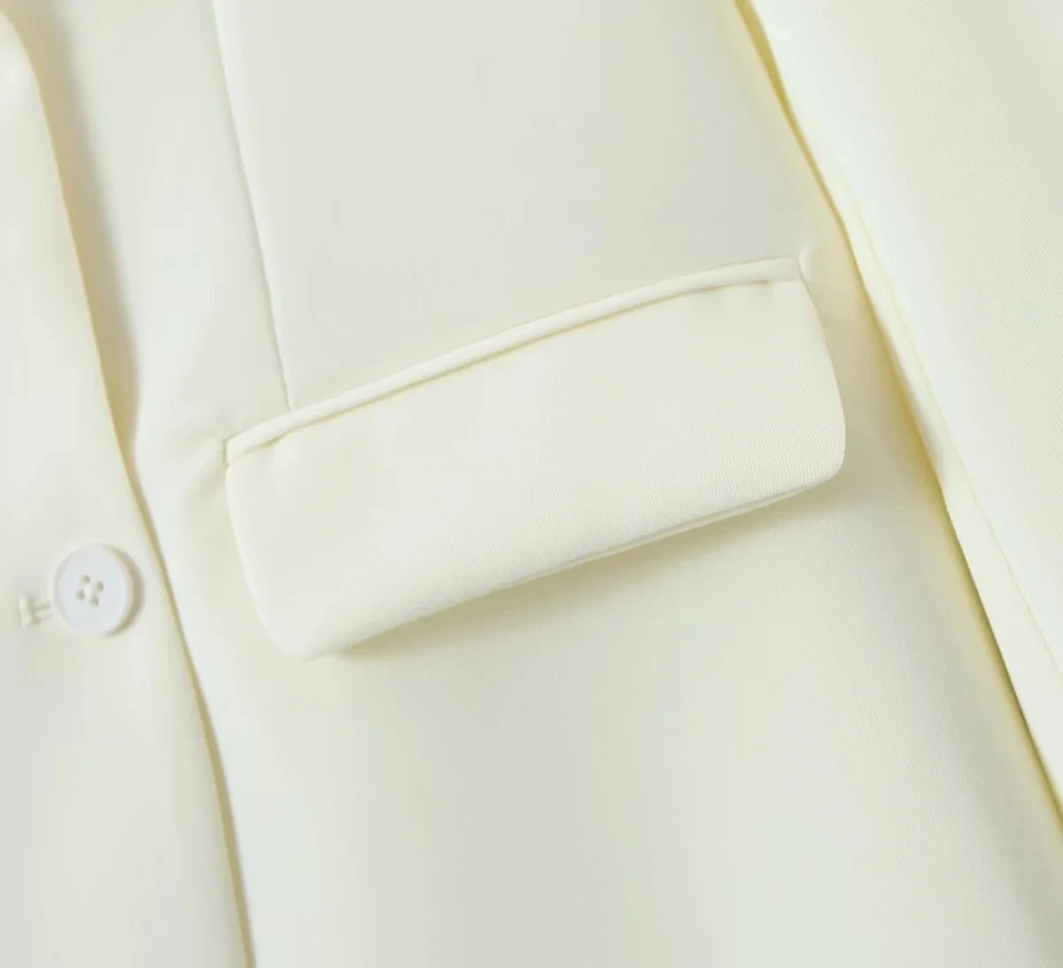 Jenny&Dave Ins Blogger Fashion Pockets Milk White Color Casual Blazers Loose Double Breasted Jackets Women