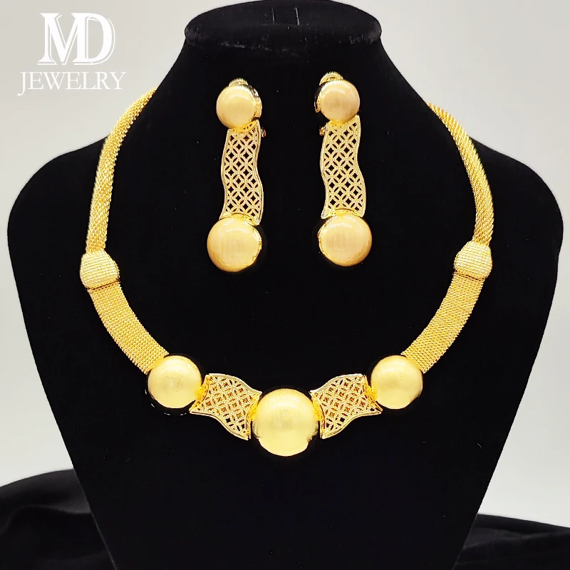 African fashion gold color jewelry sets necklace earrings bride engagement wedding gift wedding party jewelry set