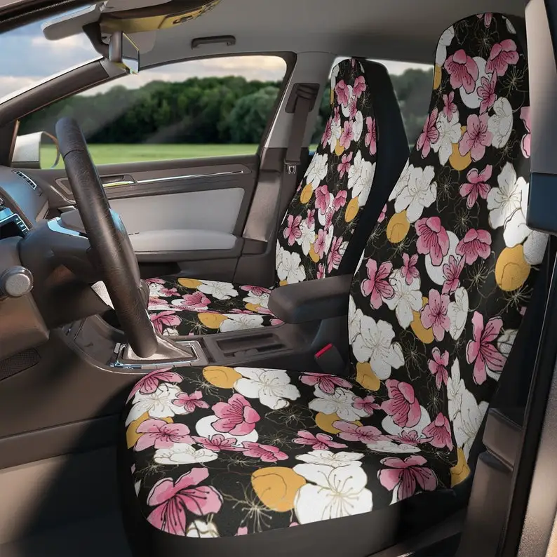 

Japanese Cherry Blossom Boho Floral Print Car Seat Covers (Set of 2)