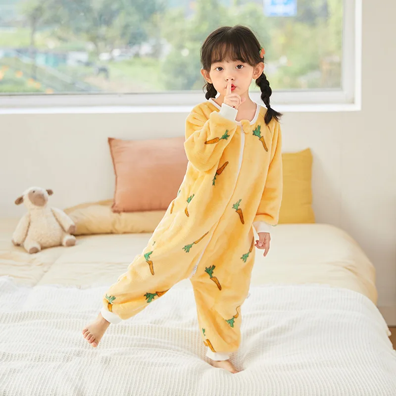

Детский цельный костюм для скалолазания, домашняя одежда, детский спальный мешок, детская Фланелевая пижама, сезон-плюш, утепленный коралловый флис