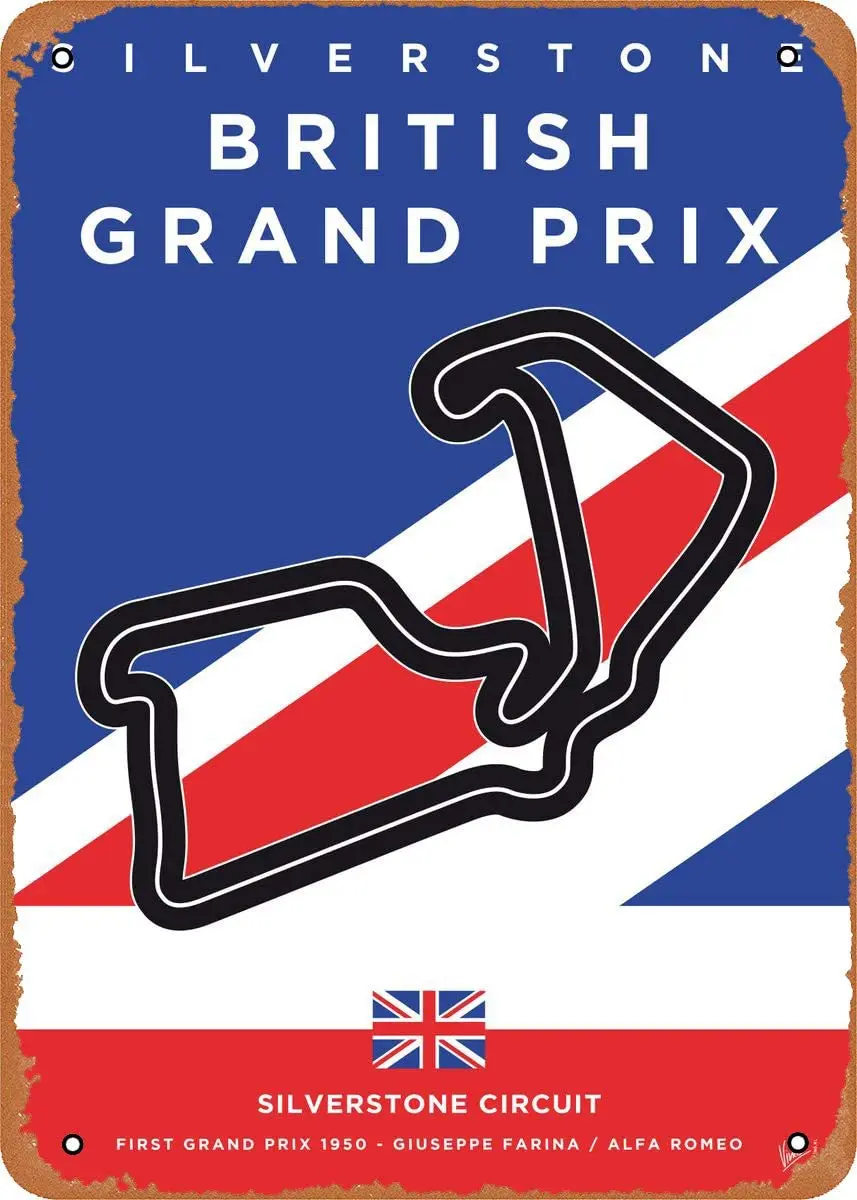 

Wanfst Vintage Look Metal Sign - My F1 Racetrack Posters Awesome Minimalist Formula One Posters - 8 x 12 Tin Sign