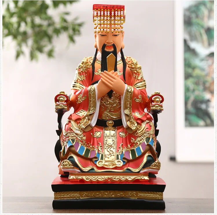 A pair 2PCS Large Asia Temple Worship HOME efficacious blessing Golden WANG MU YUHUANG DADI Jade Emperor God FENG SHUI statue