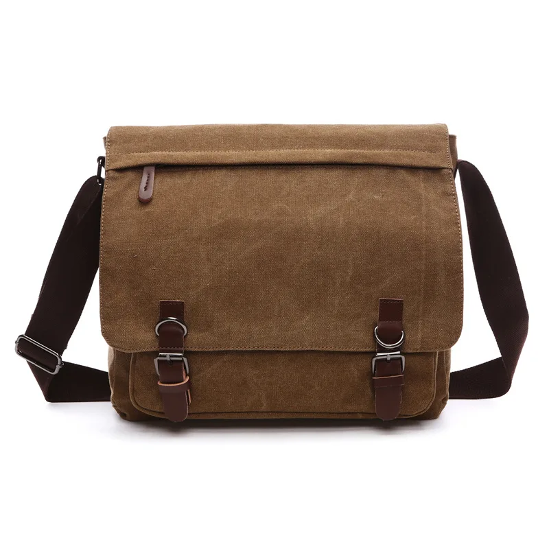 Trendy Men's Messenger Shoulder Bags Adjustable Student Waterproof Computer Neutral Canvas Casual Travel Bag Backpacks Bandbags