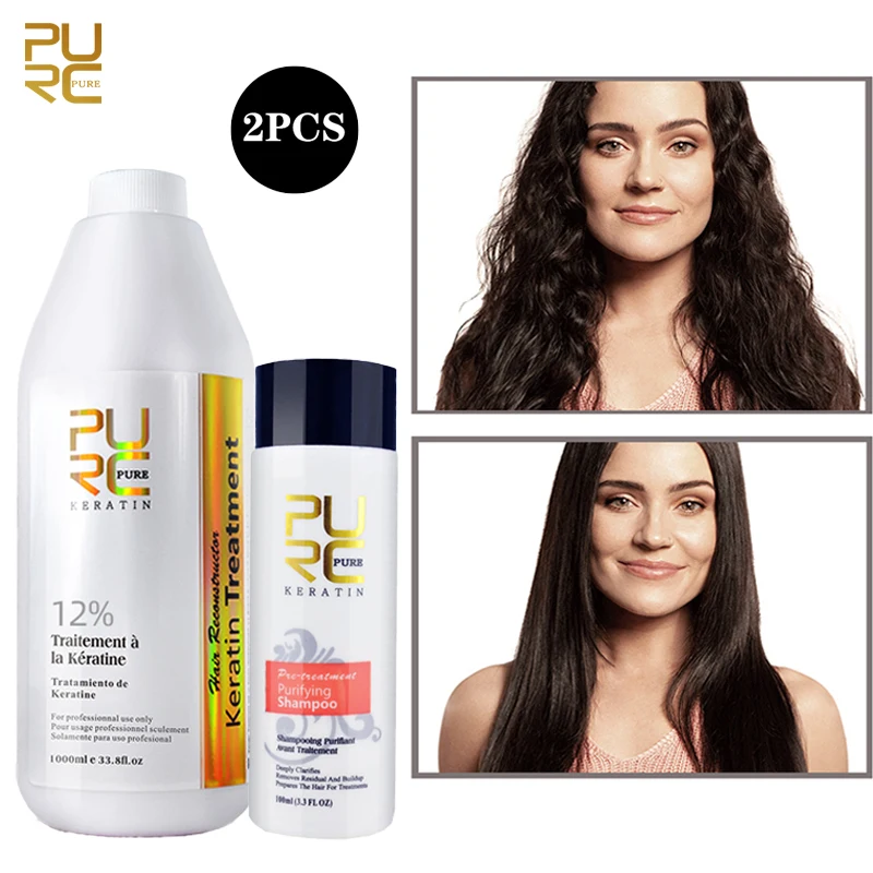 

PURC Professional Brazil Keratin Hair Care Set 1000ML Keratin Conditioner Straighten Curly Hair 100ML Smooth Hair Shampoo 2 Pcs
