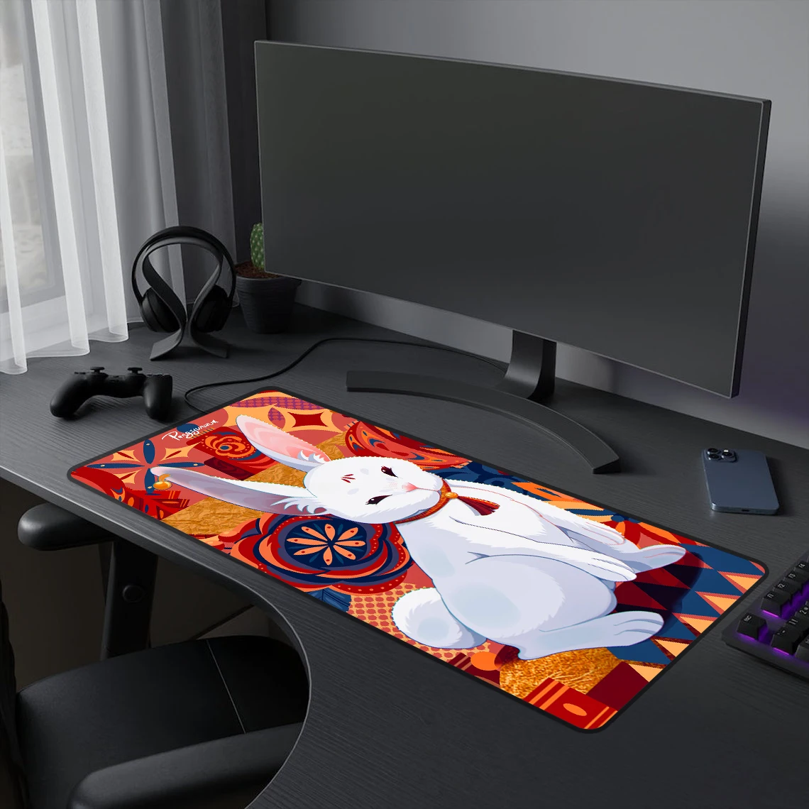 

Новое поступление большой длинный игровой коврик для мыши Аниме Коврик для мыши китайский новый год кролик Настольный коврик для мыши 900x40 0 ...