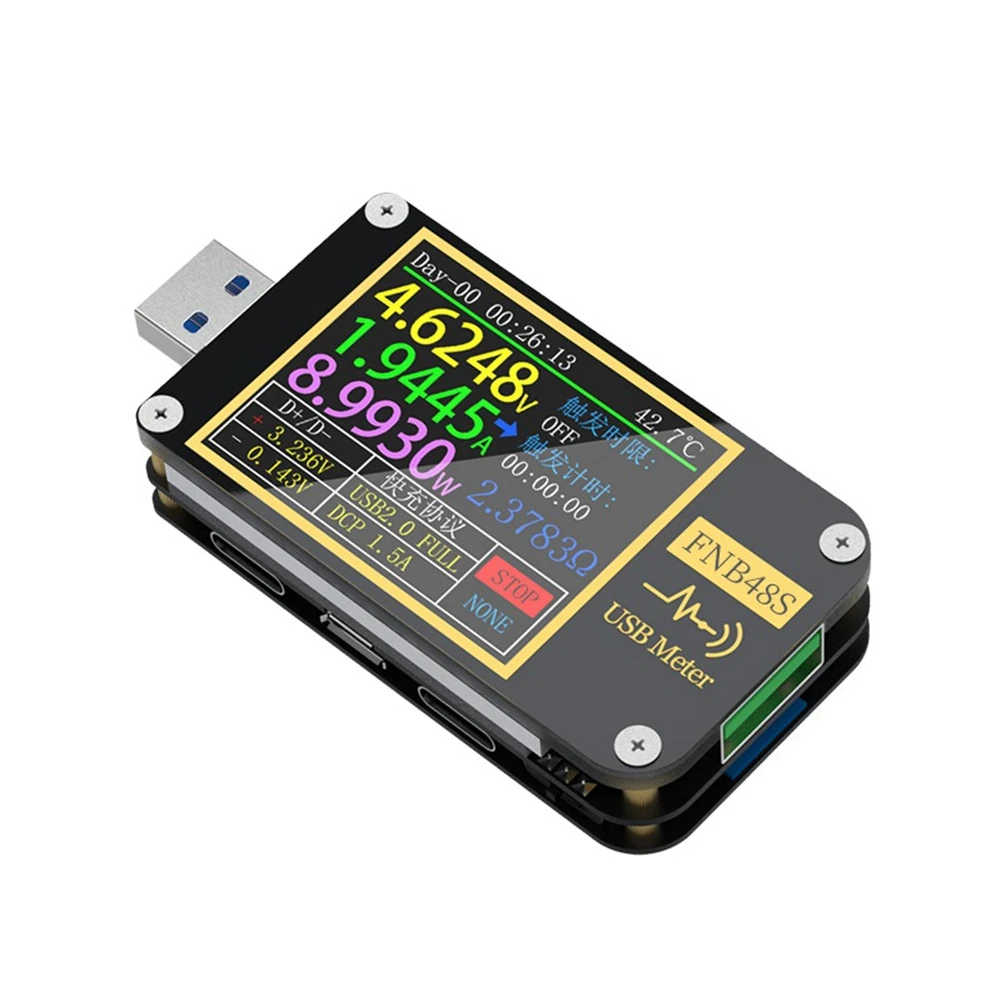 

FNB48S USB тестер емкости напряжения измеритель тока монитор Анализатор обнаружения мощности тестовые инструменты без Bluetooth