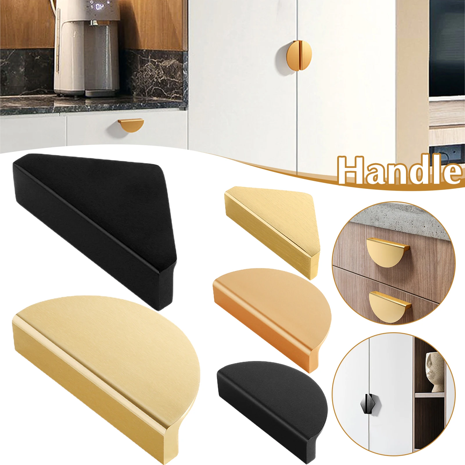 

Half Circle Handle Wear Resistant Aluminum Alloy Wardrobe Door Drawer Handle For Dresser Cupboard Desk Door Handle Accessories