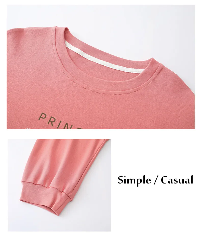 Yasuk Spring Autumn Fashion Women's Casual Lovely Cotton Pocket Sleepwear Homewear Simple Pajamas With Pants Sweet Princess Bow