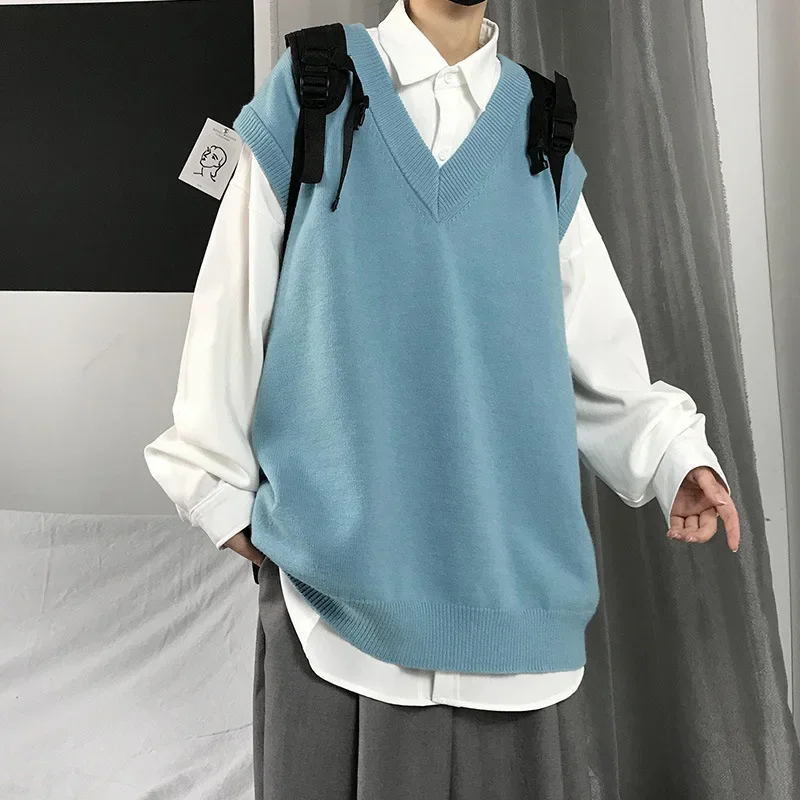 Мужской свитер с v-образным вырезом в гонконгском стиле модный однотонный