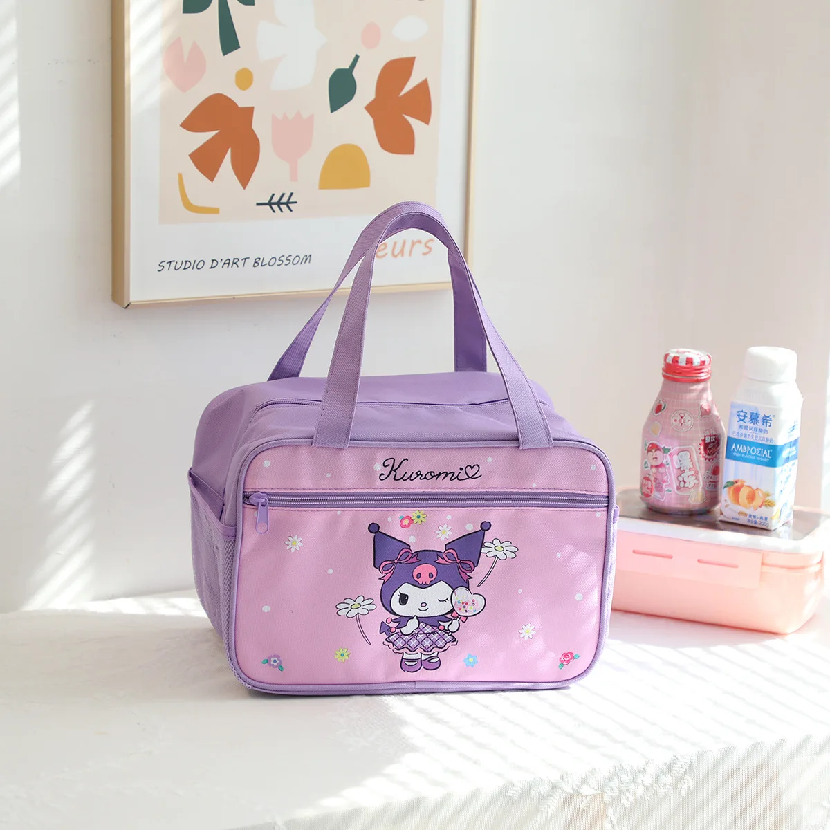 Новинка Kawaii Sanrio Kuromi Ланч-бокс с мультипликационным рисунком My Melody Cinnmoroll дорожный