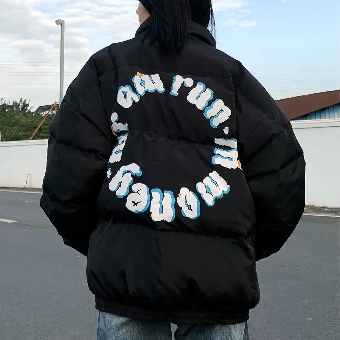 Пуховик женский из хлопка Осень-зима 2023 новое хлопковое пальто с принтом в