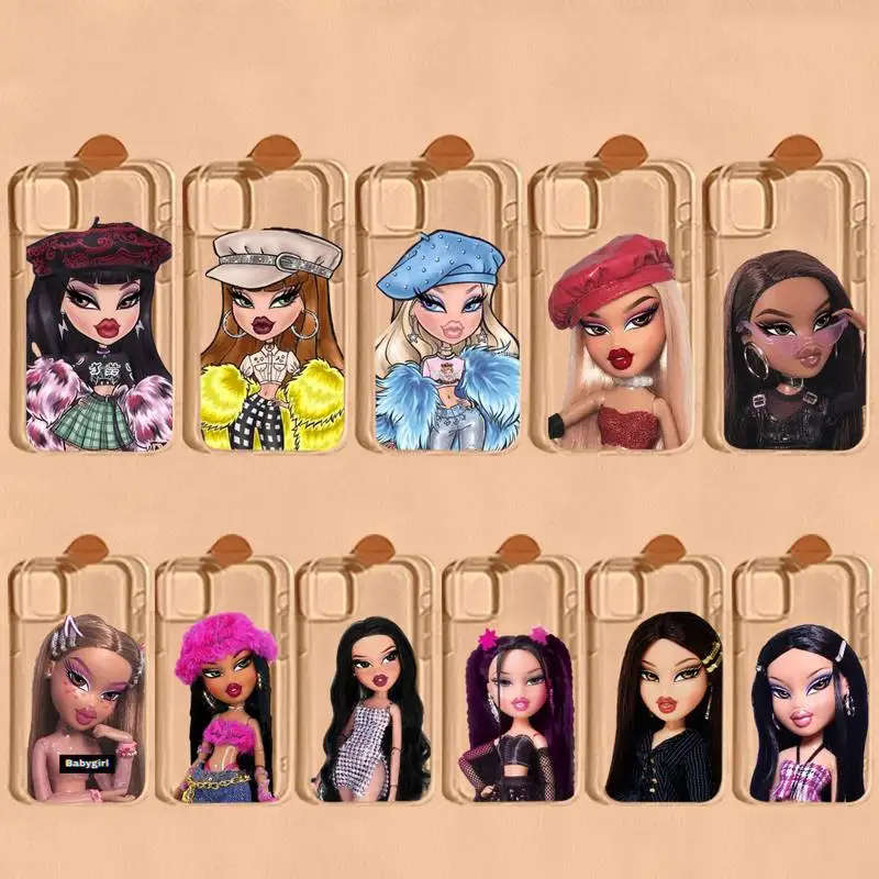

Fashion Bratz Doll Phone Case For iPhone 13 14 Pro Max XS XR 12 11 Pro 13 Mini 6 7 8 Plus Soft Clear Back Cover