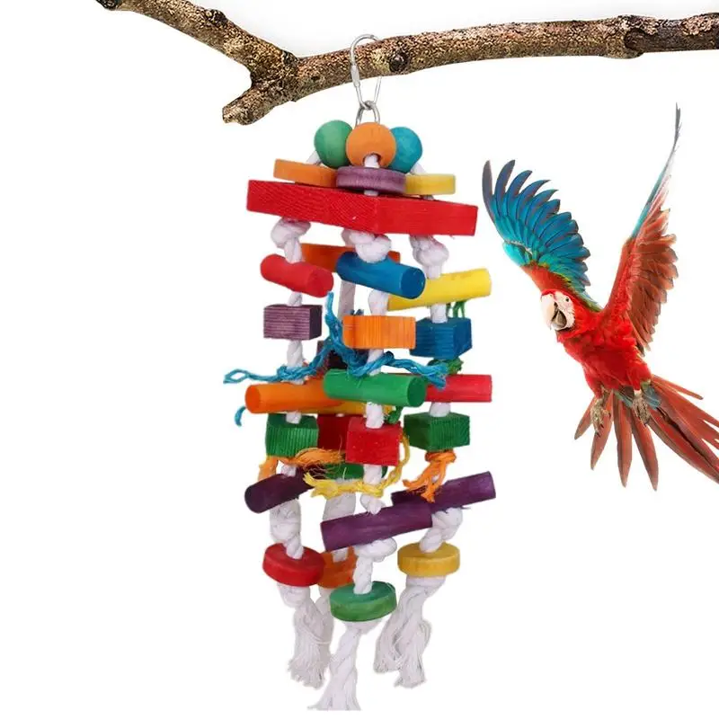 

Деревянные игрушки для попугаев, жевательные игрушки для птиц, износостойкие аксессуары для птичьих клетки, клетка для попугаев, игрушки для кусания мелких попугаев