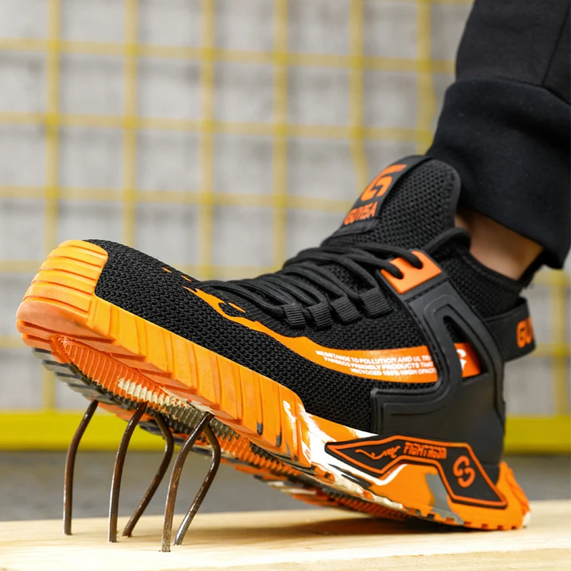 

Fashion Men Safety Shoes for Construction Work Sneakers Fall New Puncture Proof Security Boots Steel Toe Indestructible Male