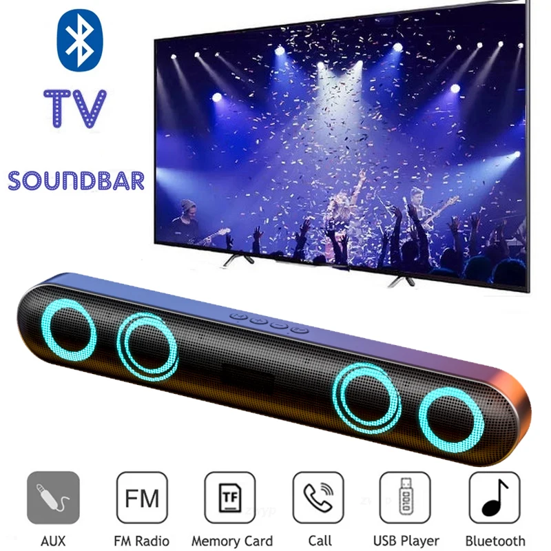 

6D Surround Soundbar Bluetooth 5.0 Home Speaker Wired Computer Speakers Stereo Subwoofer Sound Bar for PC Laptop Theater TV