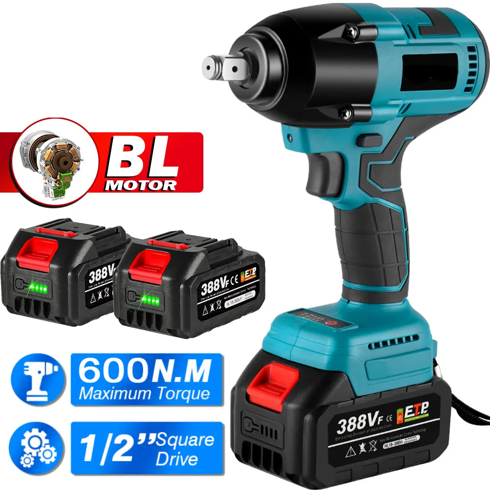 600NM Brushless Cordless Electric Impact Wrench Rechargeable Electric Wrench Power Tool For Makita 18v Battery Electric wrench